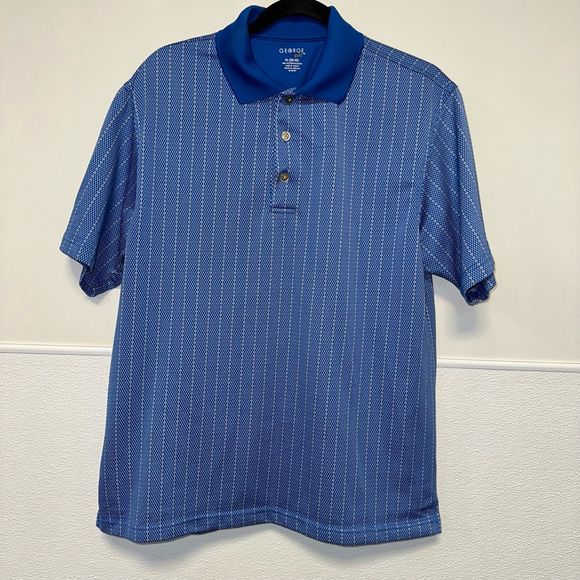 Men's George Golf Polo Shirt Medium Blue Striped (38/40) Short Sleeve - Picture 7 of 9